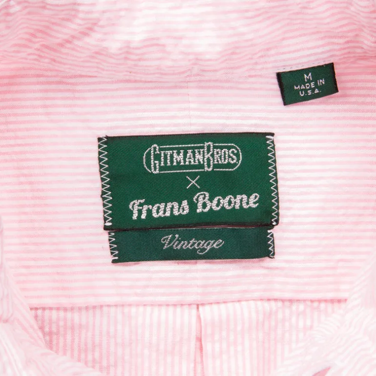 Gitman Vintage x Frans Boone Japanese Woven Stripe Seersucker Pink