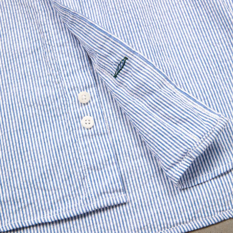 Gitman Vintage x Frans Boone Japanese Woven Stripe Seersucker Dark Blue