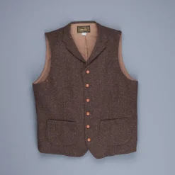 Orgueil Or-4124 Herringbone donegal tweed Gillet Brown