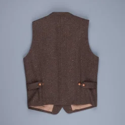 Orgueil Or-4124 Herringbone donegal tweed Gillet Brown