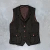 Orgueil OR-4239 Harris Tweed Gilet Dark Green