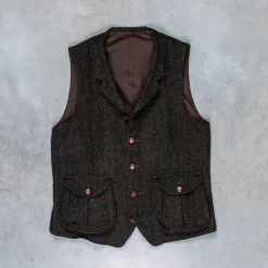 Orgueil OR-4239 Harris Tweed Gilet Dark Green