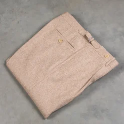 Rota Pantaloni High Rise Regular Fit Flannel Herringbone Beige Chiaro