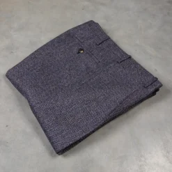 Rota Pantaloni High Rise Regular Fit Flannel Herringbone Indigo Blu