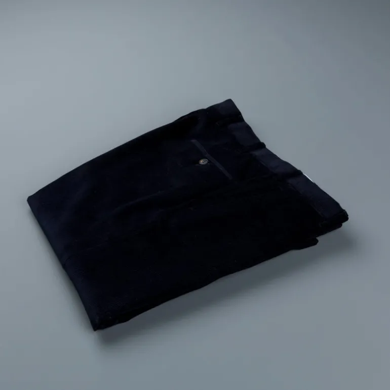 Rota Pantaloni High Rise Regular Fit 14-Wale Corduroy Blu Scuro