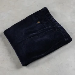 Rota Pantaloni High Rise Regular Fit 8-Wale Corduroy Blu Notte