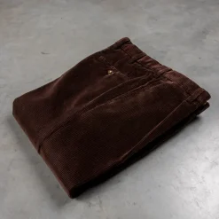 Rota Pantaloni High Rise Regular Fit 8-Wale Corduroy Marrone Scuro