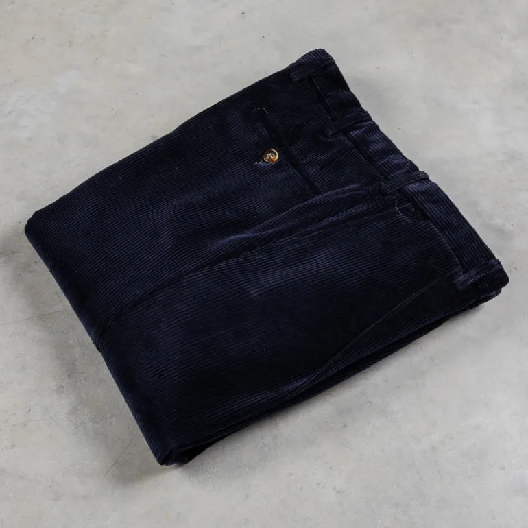 Rota Pantaloni High Rise Regular Fit 8-Wale Corduroy Blu Notte