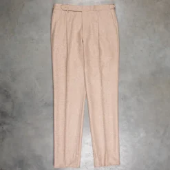 Rota Pantaloni High Rise Regular Fit Flannel Herringbone Beige Chiaro