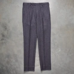 Rota Pantaloni High Rise Regular Fit Flannel Herringbone Indigo Blu