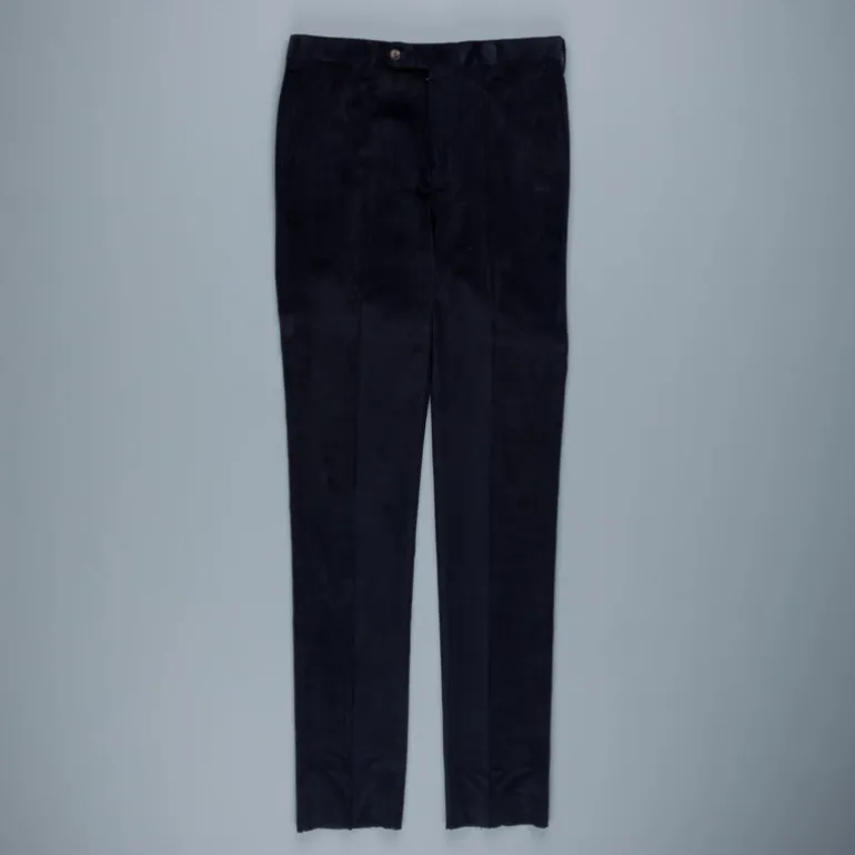 Rota Pantaloni High Rise Regular Fit 14-Wale Corduroy Blu Scuro