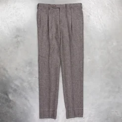Rota Pantaloni High Rise Regular Fit Flannel Herringbone Blue
