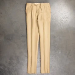 Rota Pantaloni High Rise Regular Linen Canvas Beige Biscotto