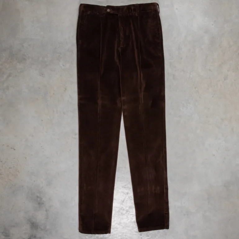 Rota Pantaloni High Rise Regular Fit 8-Wale Corduroy Marrone Scuro