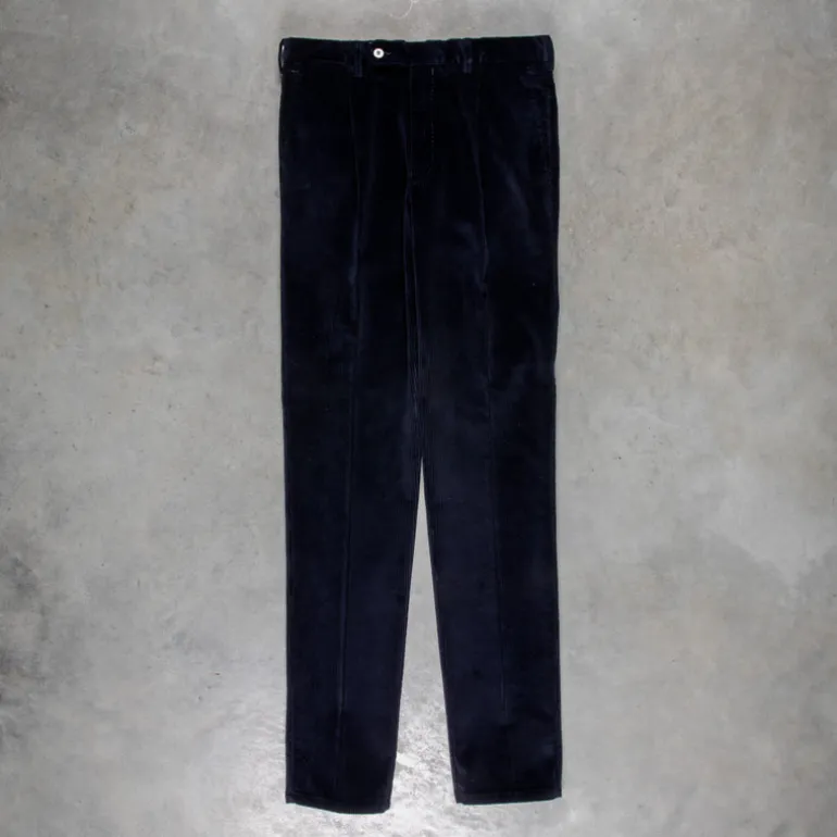 Rota Pantaloni High Rise Regular Fit 8-Wale Corduroy Blu Notte