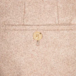 Rota Pantaloni High Rise Regular Fit Flannel Herringbone Beige Chiaro