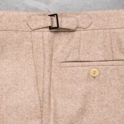 Rota Pantaloni High Rise Regular Fit Flannel Herringbone Beige Chiaro