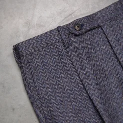 Rota Pantaloni High Rise Regular Fit Flannel Herringbone Indigo Blu