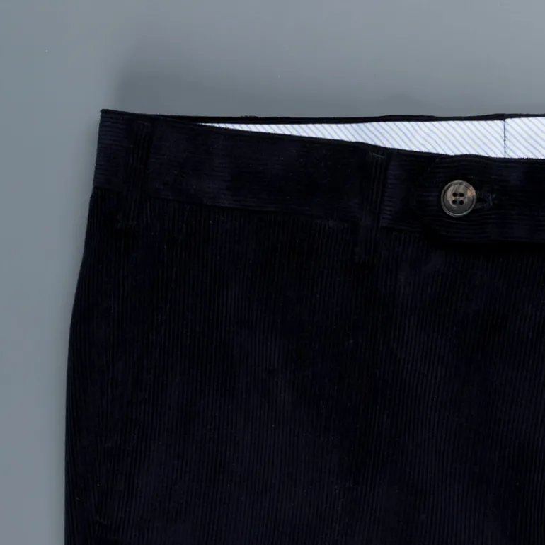 Rota Pantaloni High Rise Regular Fit 14-Wale Corduroy Blu Scuro
