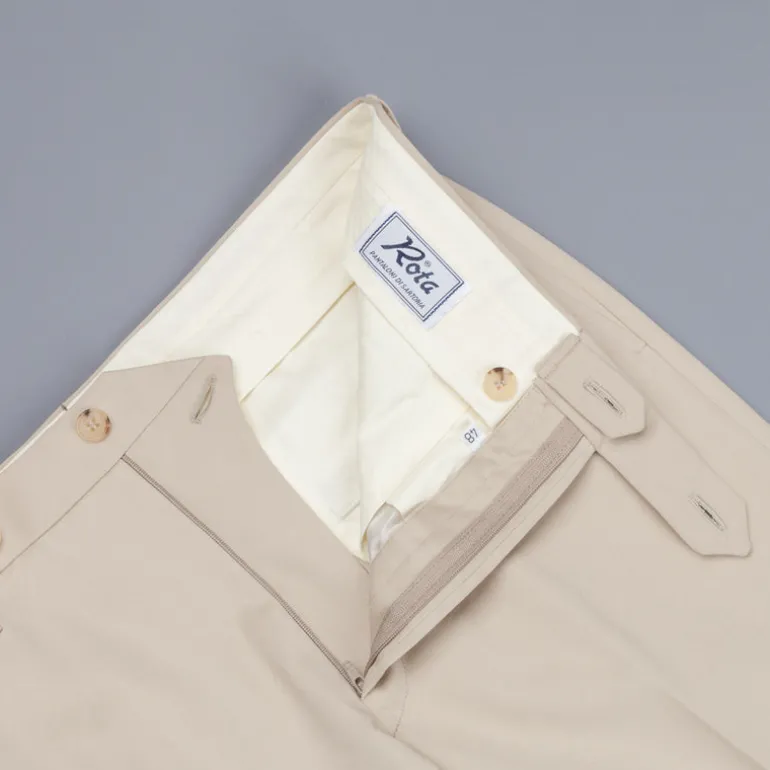 Rota Pantaloni High Rise Regular Fit Cotton Beige Medio