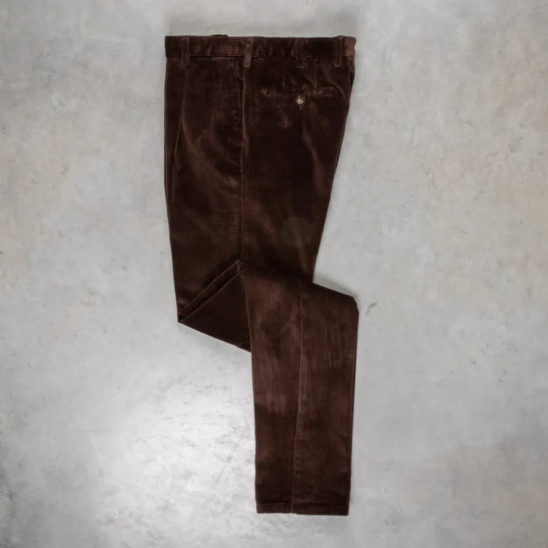 Rota Pantaloni High Rise Regular Fit 8-Wale Corduroy Marrone Scuro