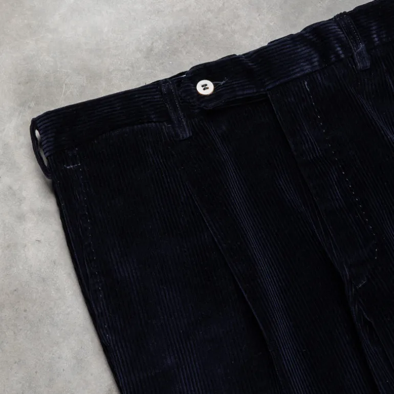 Rota Pantaloni High Rise Regular Fit 8-Wale Corduroy Blu Notte