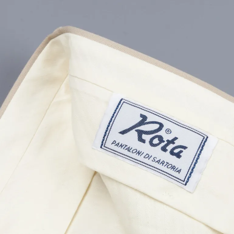 Rota Pantaloni High Rise Regular Fit Cotton Beige Medio