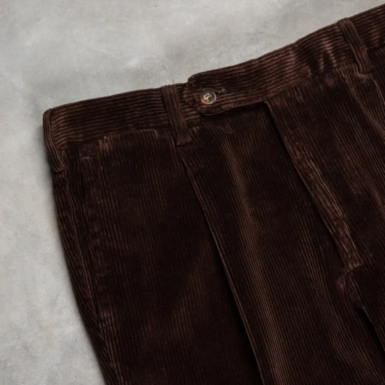 Rota Pantaloni High Rise Regular Fit 8-Wale Corduroy Marrone Scuro