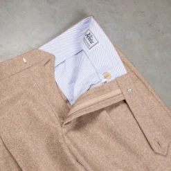 Rota Pantaloni High Rise Regular Fit Flannel Herringbone Beige Chiaro