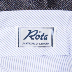 Rota Pantaloni High Rise Regular Fit Flannel Herringbone Indigo Blu