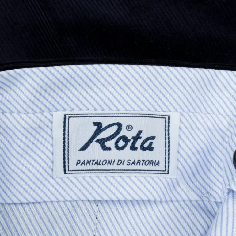 Rota Pantaloni High Rise Regular Fit 14-Wale Corduroy Blu Scuro