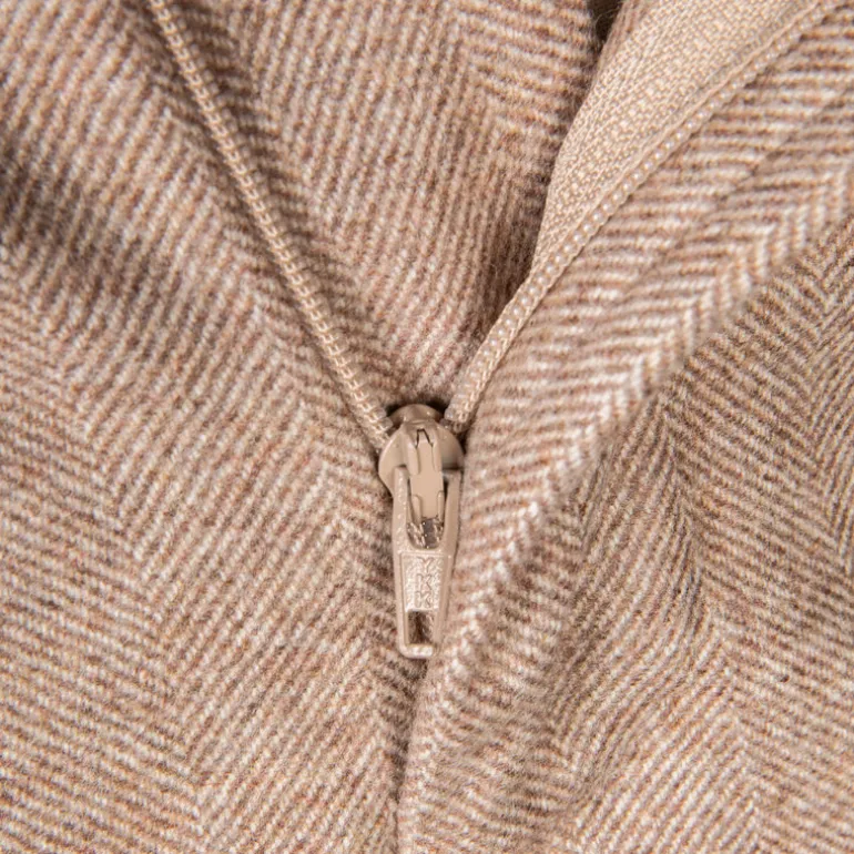 Rota Pantaloni High Rise Regular Fit Flannel Herringbone Beige Chiaro