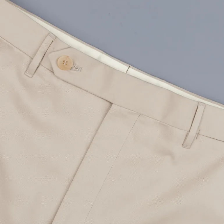 Rota Pantaloni High Rise Regular Fit Cotton Beige Medio