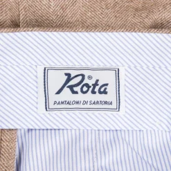 Rota Pantaloni High Rise Regular Fit Flannel Herringbone Beige Chiaro