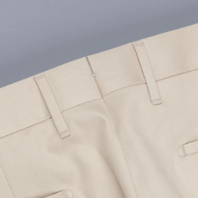 Rota Pantaloni High Rise Regular Fit Cotton Beige Medio