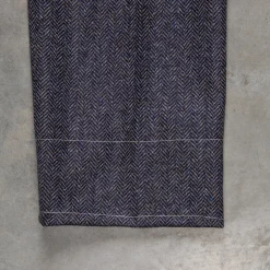 Rota Pantaloni High Rise Regular Fit Flannel Herringbone Indigo Blu