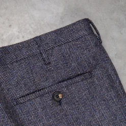 Rota Pantaloni High Rise Regular Fit Flannel Herringbone Indigo Blu