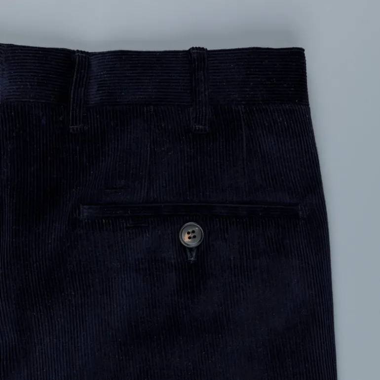 Rota Pantaloni High Rise Regular Fit 14-Wale Corduroy Blu Scuro