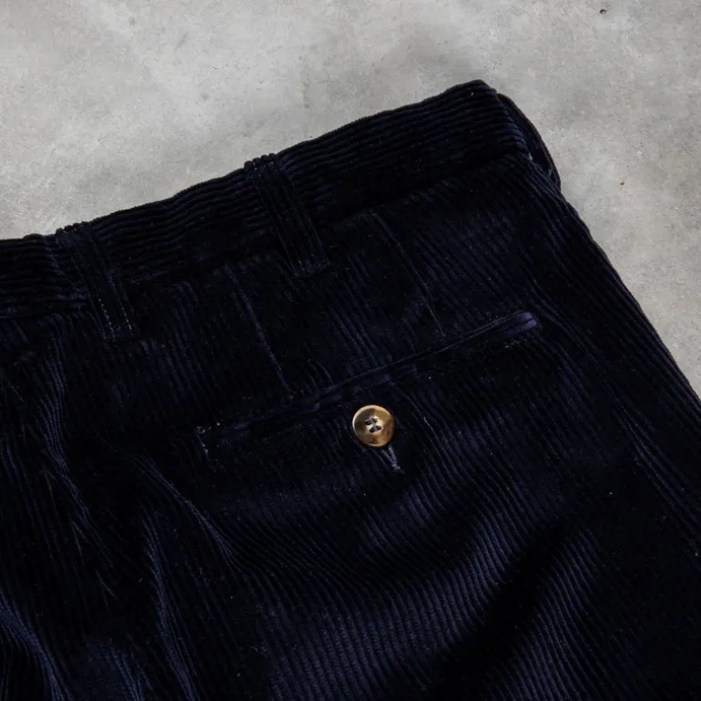 Rota Pantaloni High Rise Regular Fit 8-Wale Corduroy Blu Notte