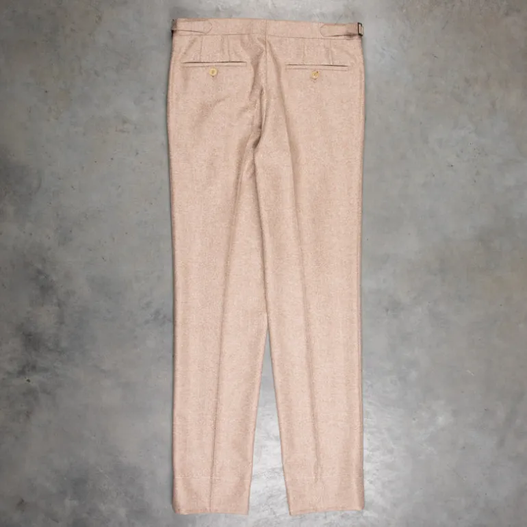 Rota Pantaloni High Rise Regular Fit Flannel Herringbone Beige Chiaro