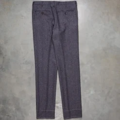 Rota Pantaloni High Rise Regular Fit Flannel Herringbone Indigo Blu