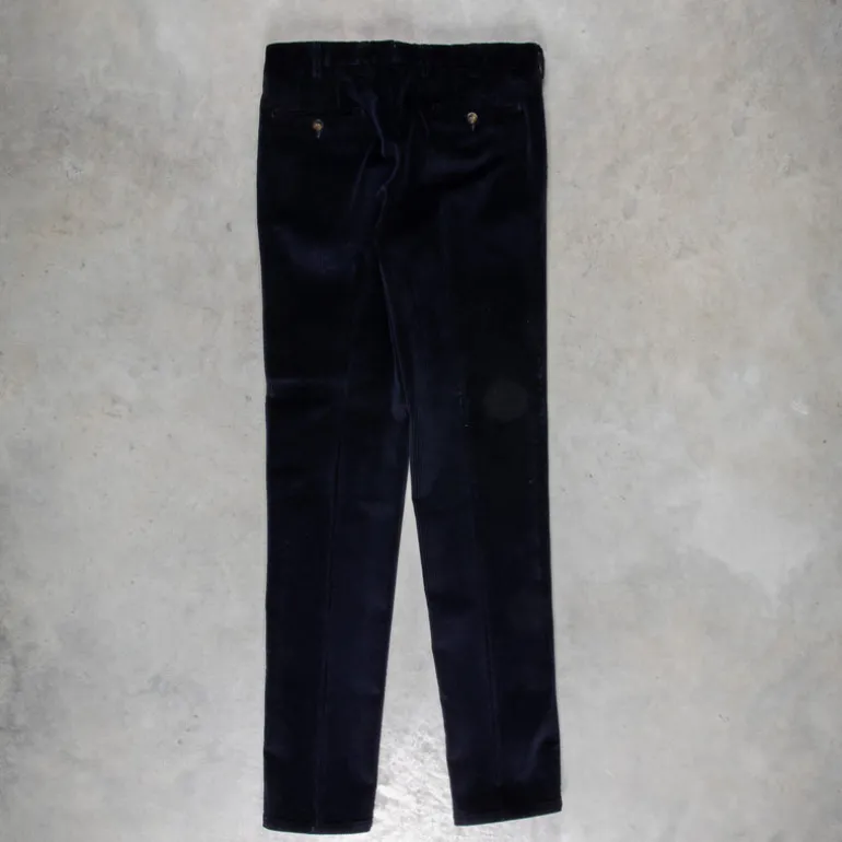 Rota Pantaloni High Rise Regular Fit 8-Wale Corduroy Blu Notte