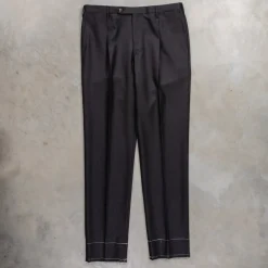 Rota Regular Fit High Rise Pants Gabardine Grigio Scuro