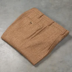 Rota Wool Cashmere Herringbone High Rise Pants Rust