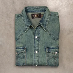 RRL Buffalo West Long Sleeve Sport Shirt Dark Wash