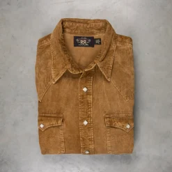 RRL Buffalo Western Corduroy Shirt Faded Tan
