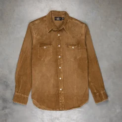 RRL Buffalo Western Corduroy Shirt Faded Tan