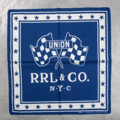 RRL Car Club Cotton Bandana Faded Indigo Cream