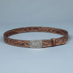 RRL Coleman Handtooled Leather Belt Brown