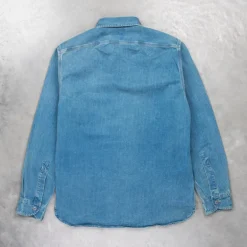 RRL Dockman Shirt Herringone Faded Indigo